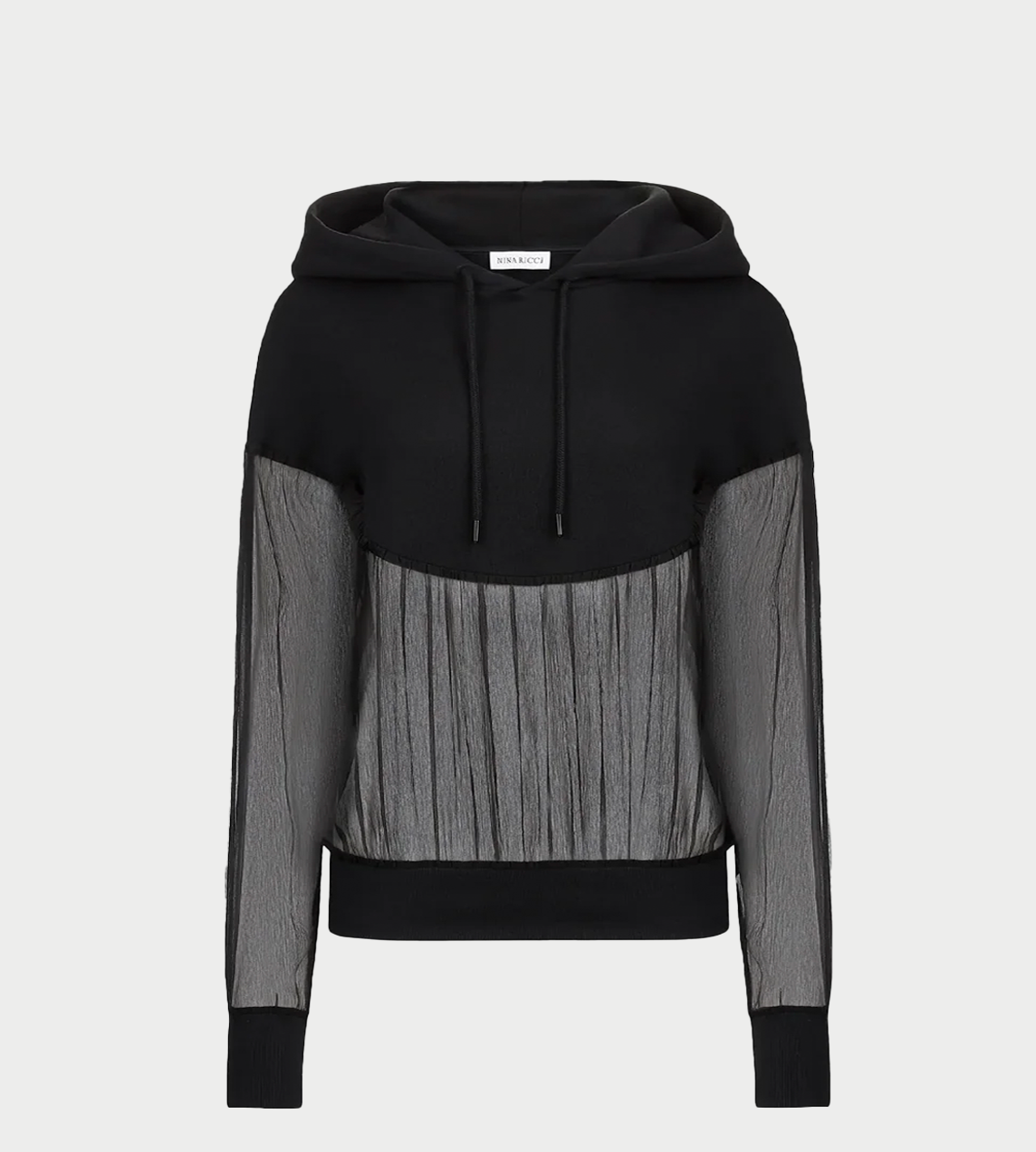 NINA RICCI - Fluid Chiffon Hoodie Blk