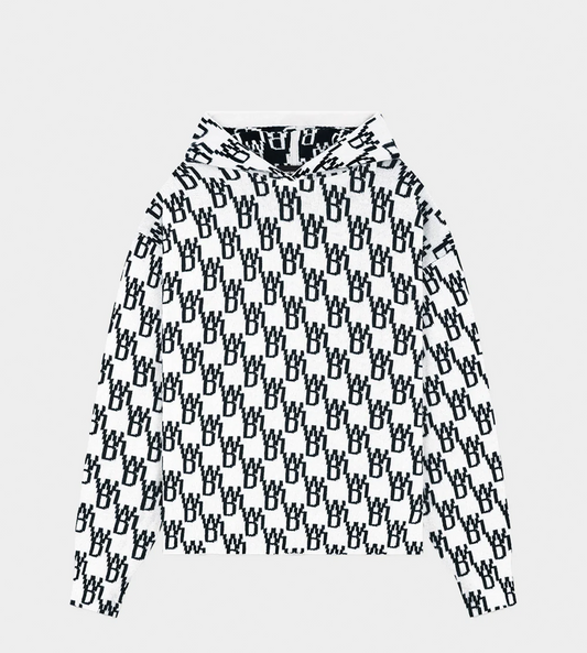 WE11DONE - WD1 Graphic Knit Hoodie Ivory