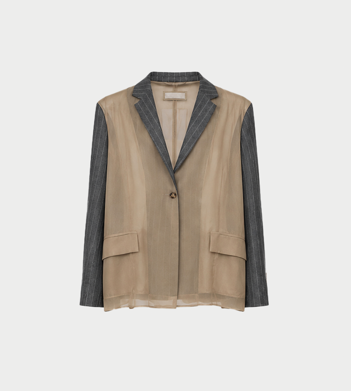 LITKOVSKA - Pinstriped Jacket With Chiffon Panels Grey