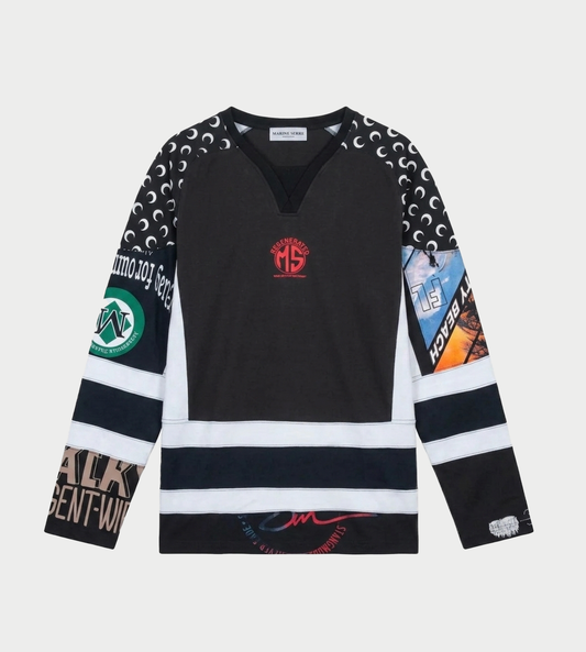 MARINE SERRE - Regenerated Graphic LS Hockey Top Multi.Blk