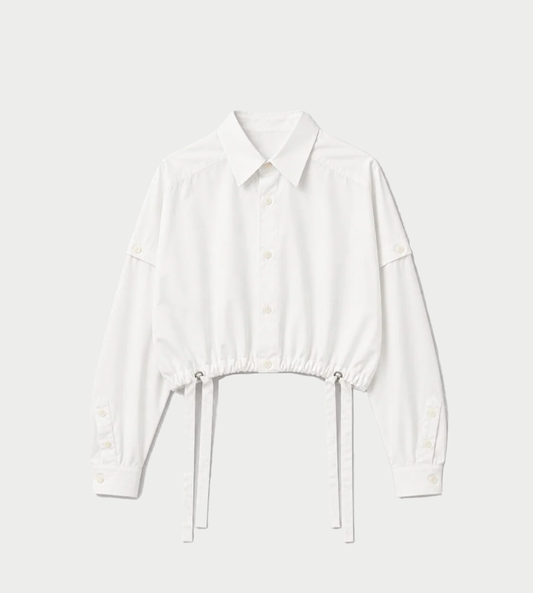 UJOH - Double Belt Cropped Shirt White