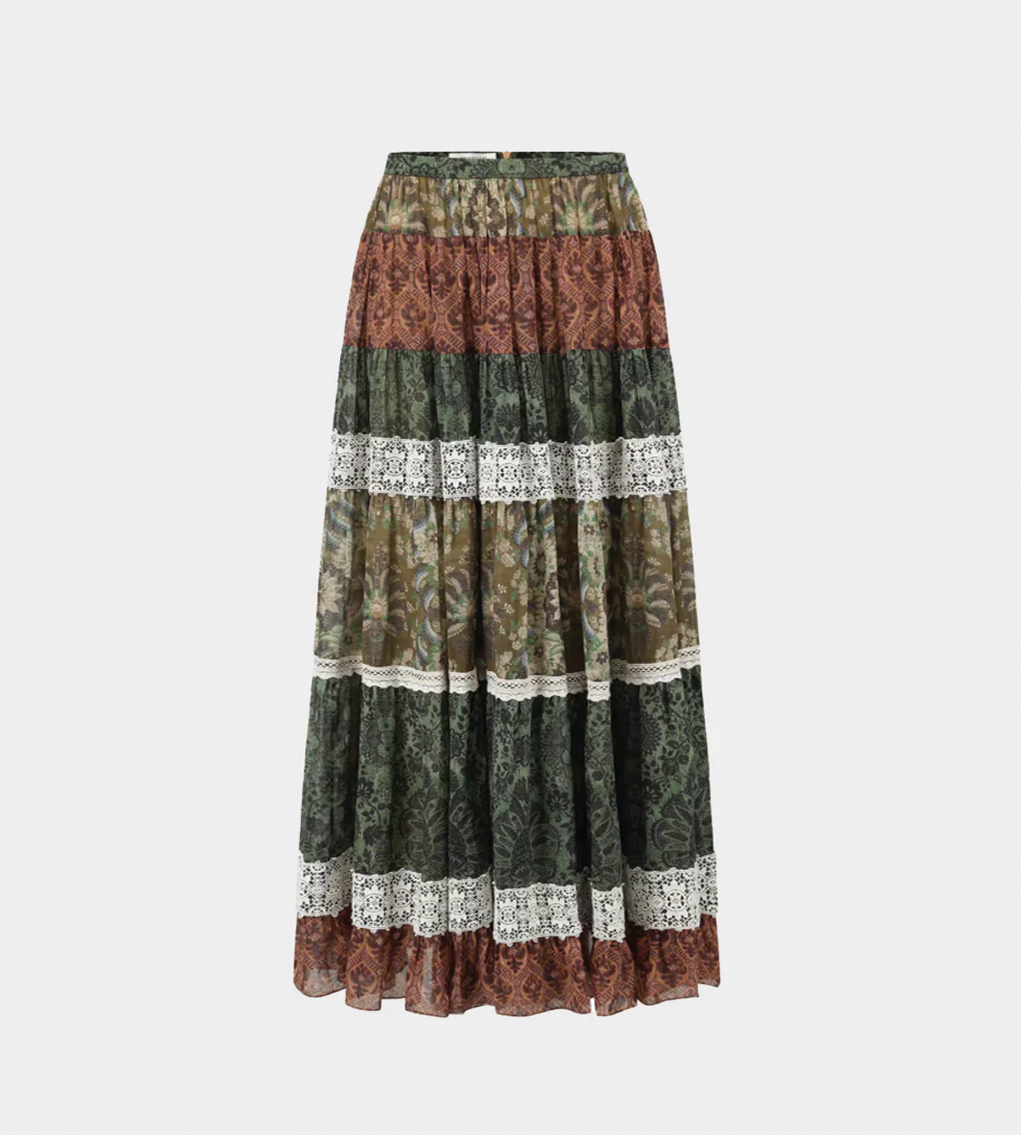 INTO THE EAST - Wallpaper Lace Long Skirt Multi
