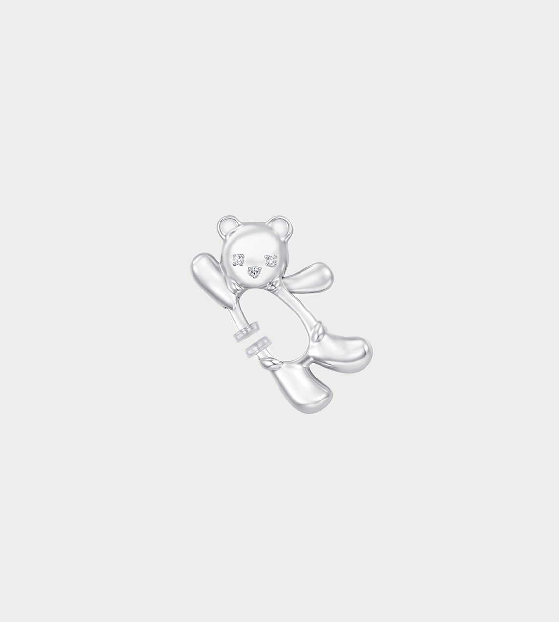 Waving Bear Spring Clasp Earrings Silver