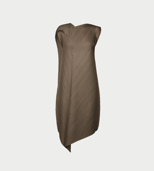 PLEATS PLEASE ISSEY MIYAKE - MC Asymmetrical Flare Dress Brown