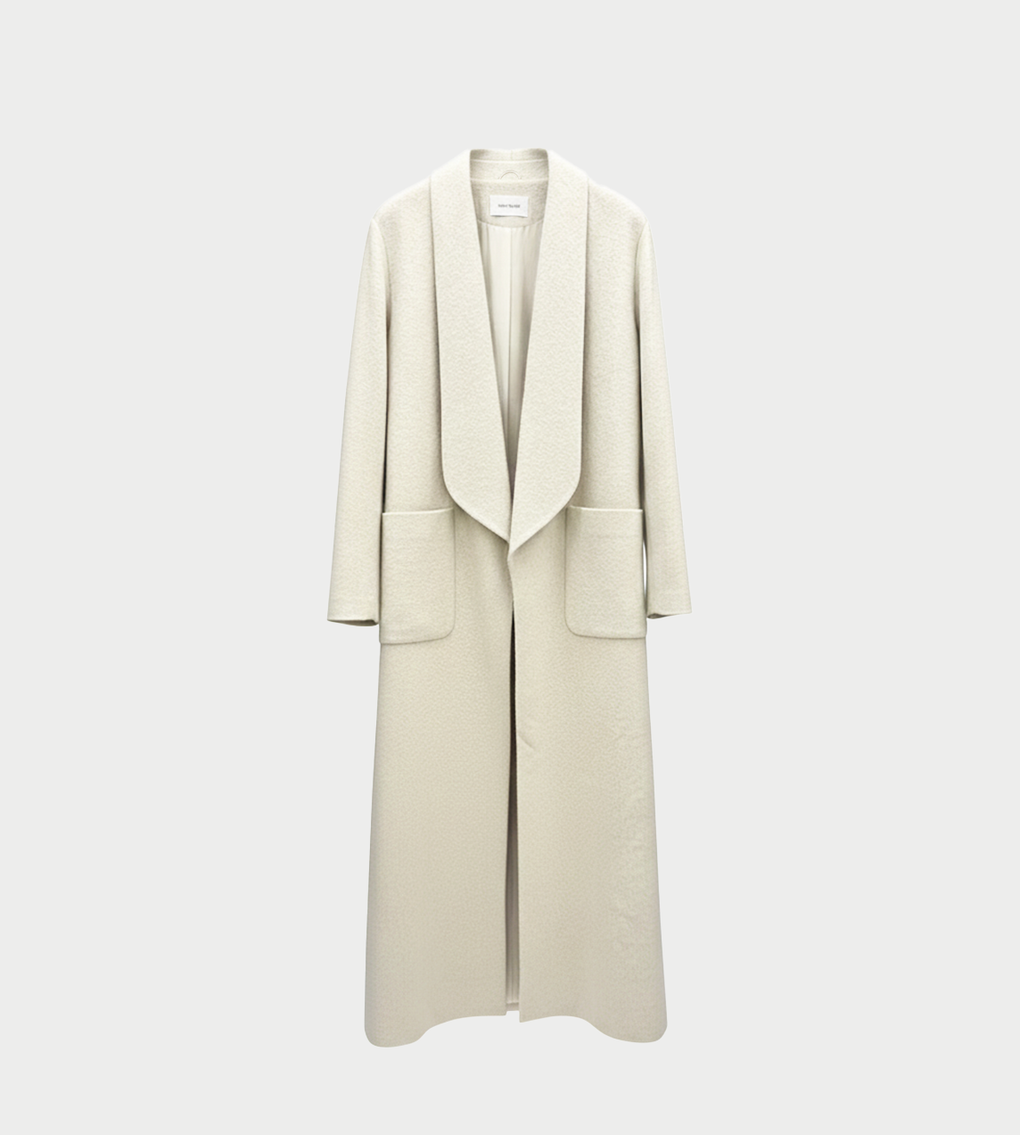 INTO THE EAST - Textured Wool Borg Collar Coat Ivory 