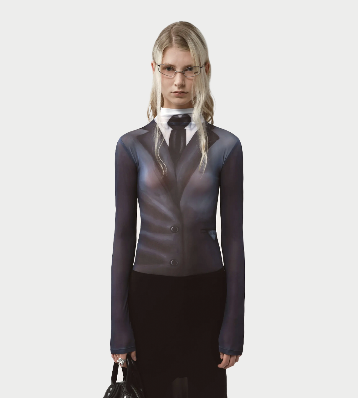 AVAVAV - Suit-printed Turtleneck Top Blk