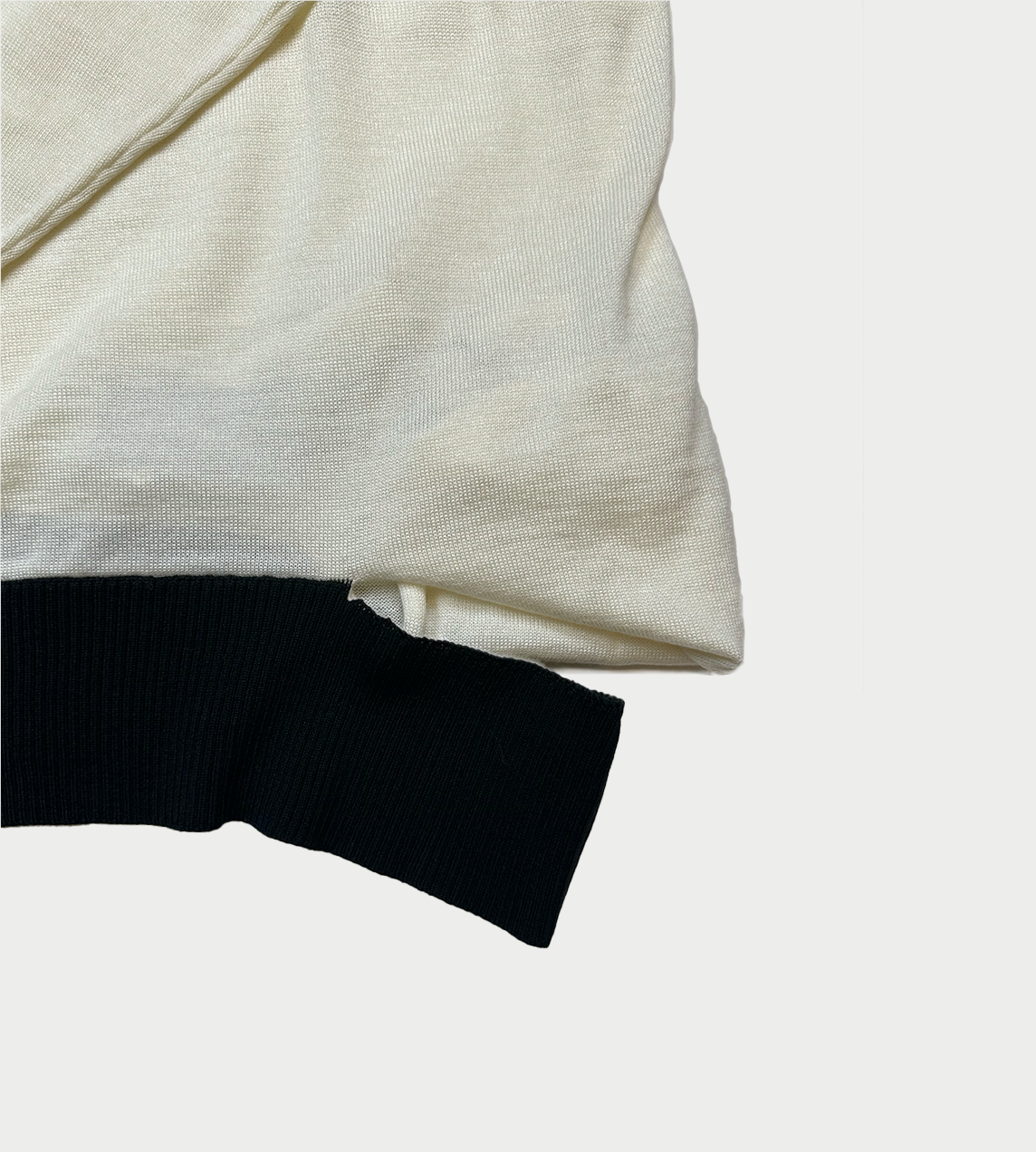 SULVAM - Ribbed Hem Broken Knit White