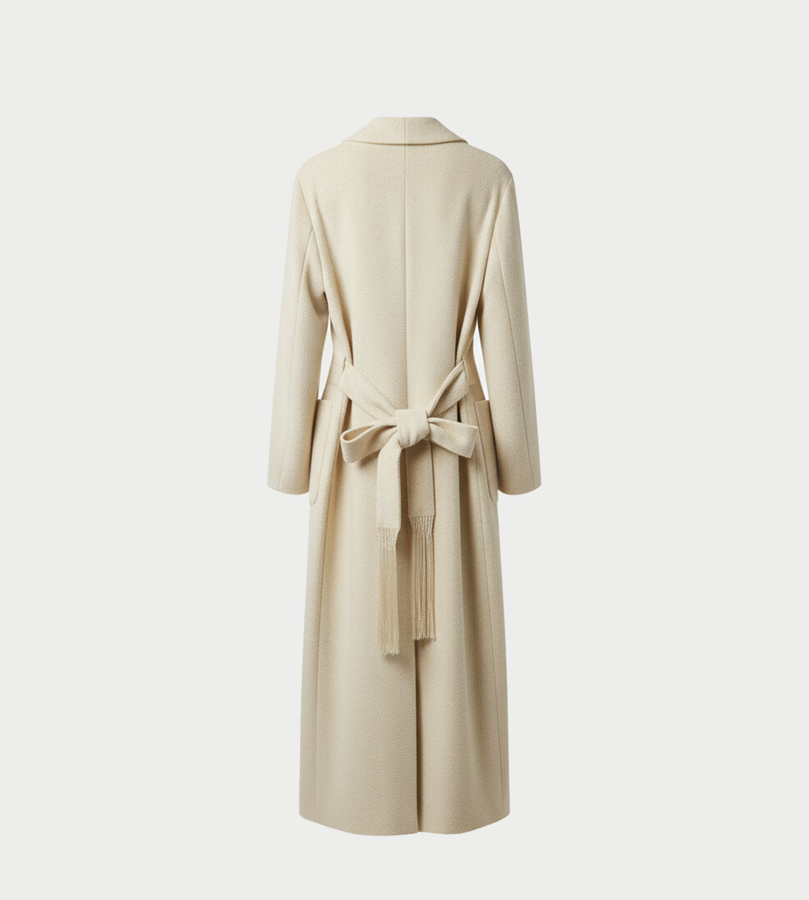 Textured Wool Borg Collar Coat Ivory