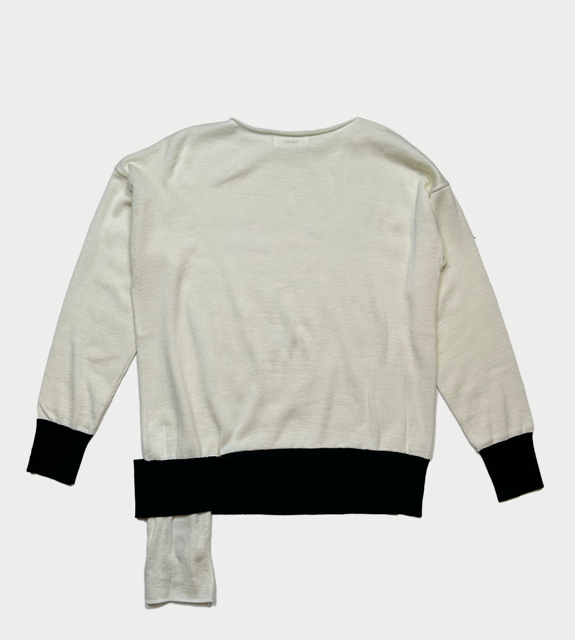 SULVAM - Ribbed Hem Broken Knit White