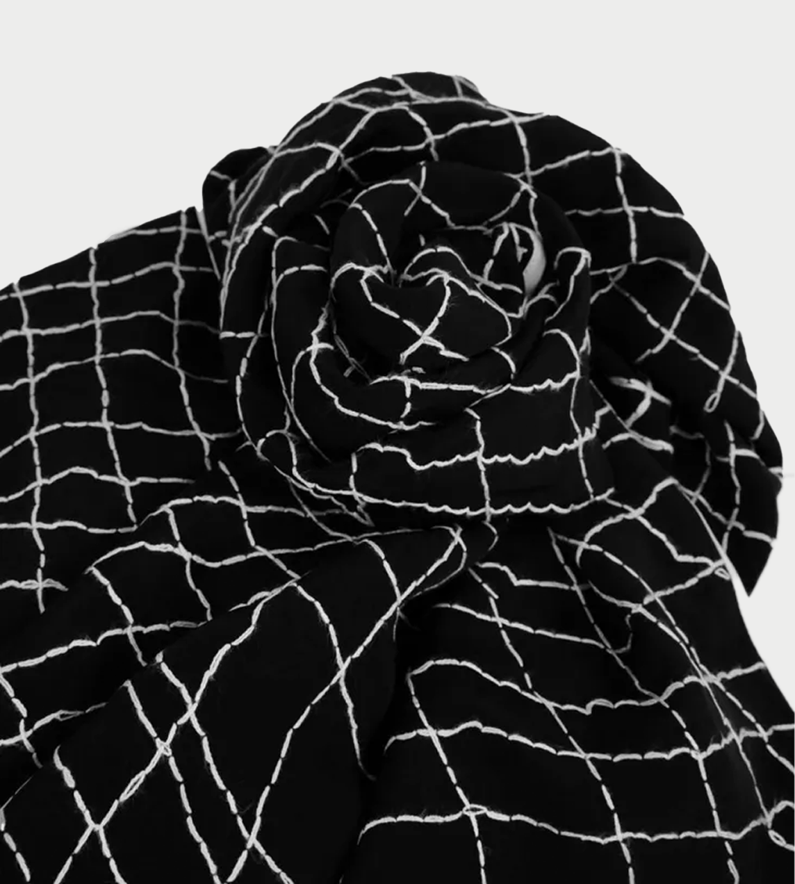 GLASS CYPRESS - Extra Large Warp Silk Scarf Blk