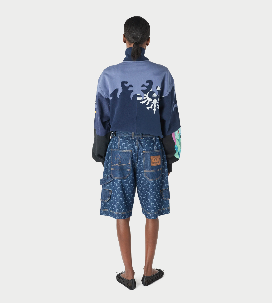 MARINE SERRE - Denim Bermuda With Pockets Blue