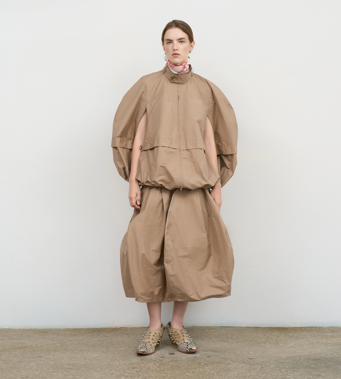 LITKOVSKA - Deconstructed Bomber-Style Cape Beige