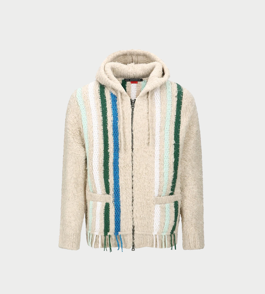 ANDERSSON BELL - Unisex Reverse Stripe Knit Hoodie Ecru