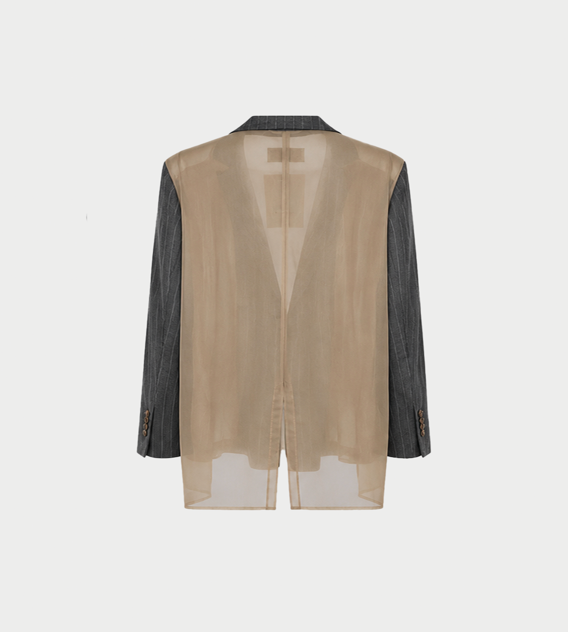 LITKOVSKA - Pinstriped Jacket With Chiffon Panels Grey