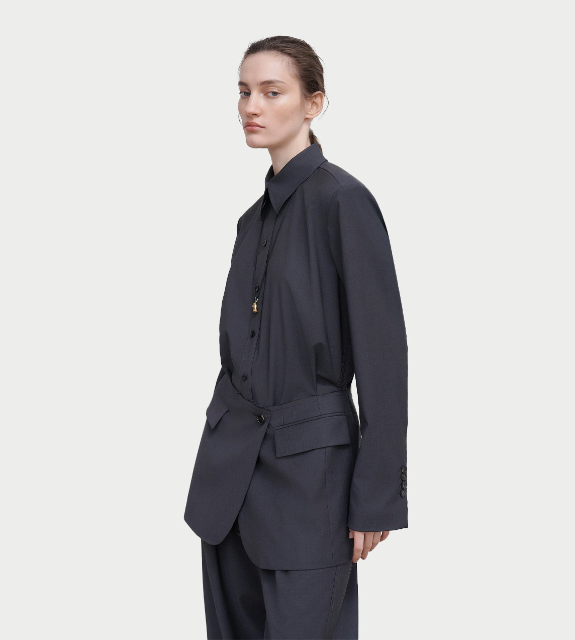 LITKOVSKA - Blouse With Suiting Detail Grey