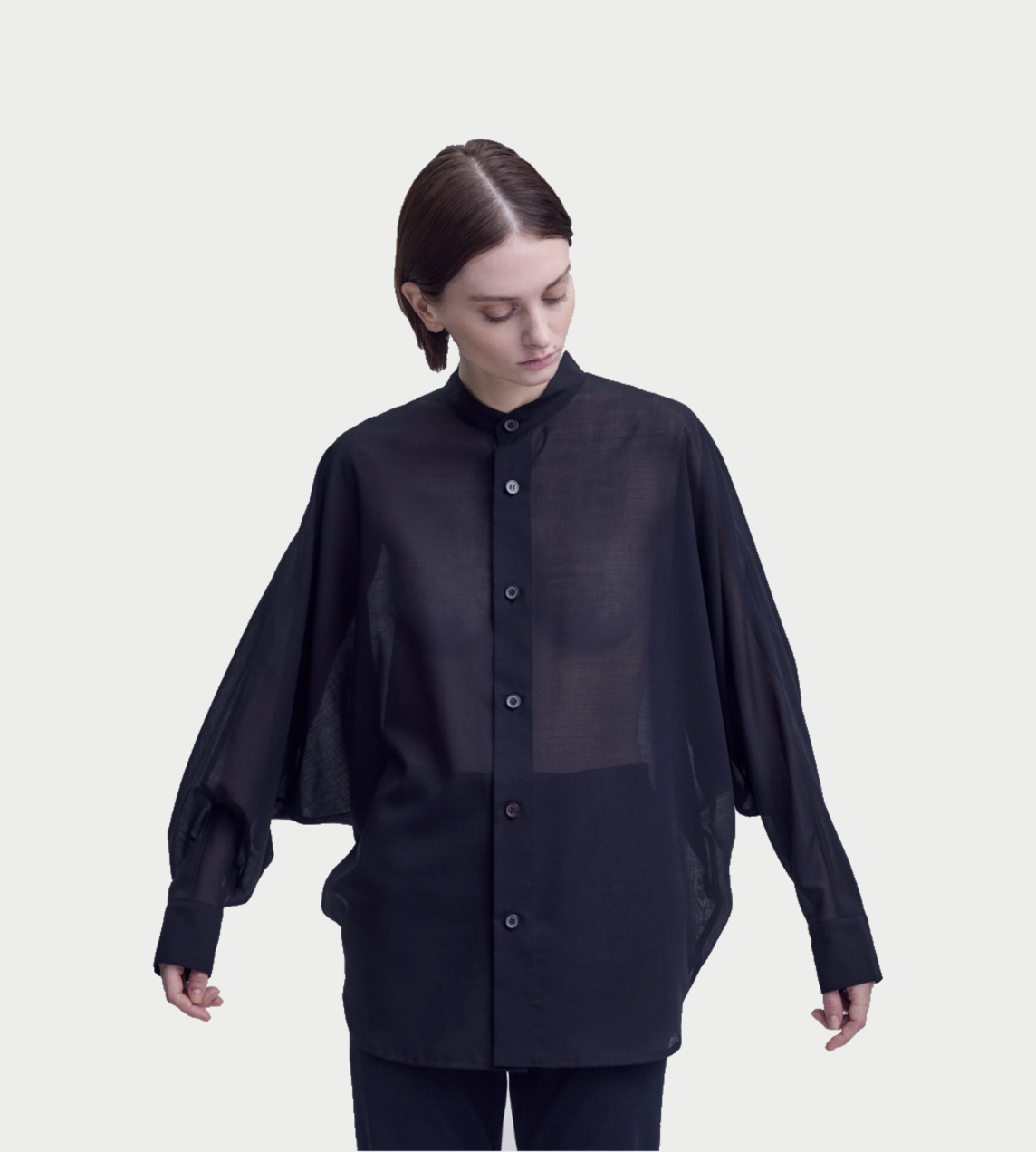 ISSEY MIYAKE - Sheer Wool Shirt Blk