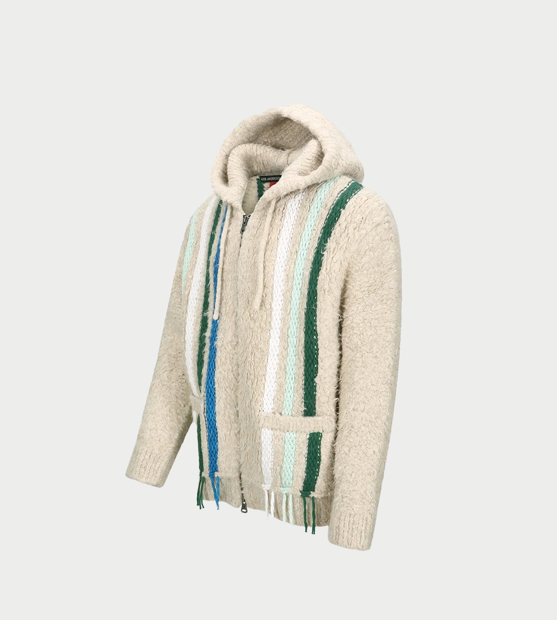ANDERSSON BELL - Unisex Reverse Stripe Knit Hoodie Ecru