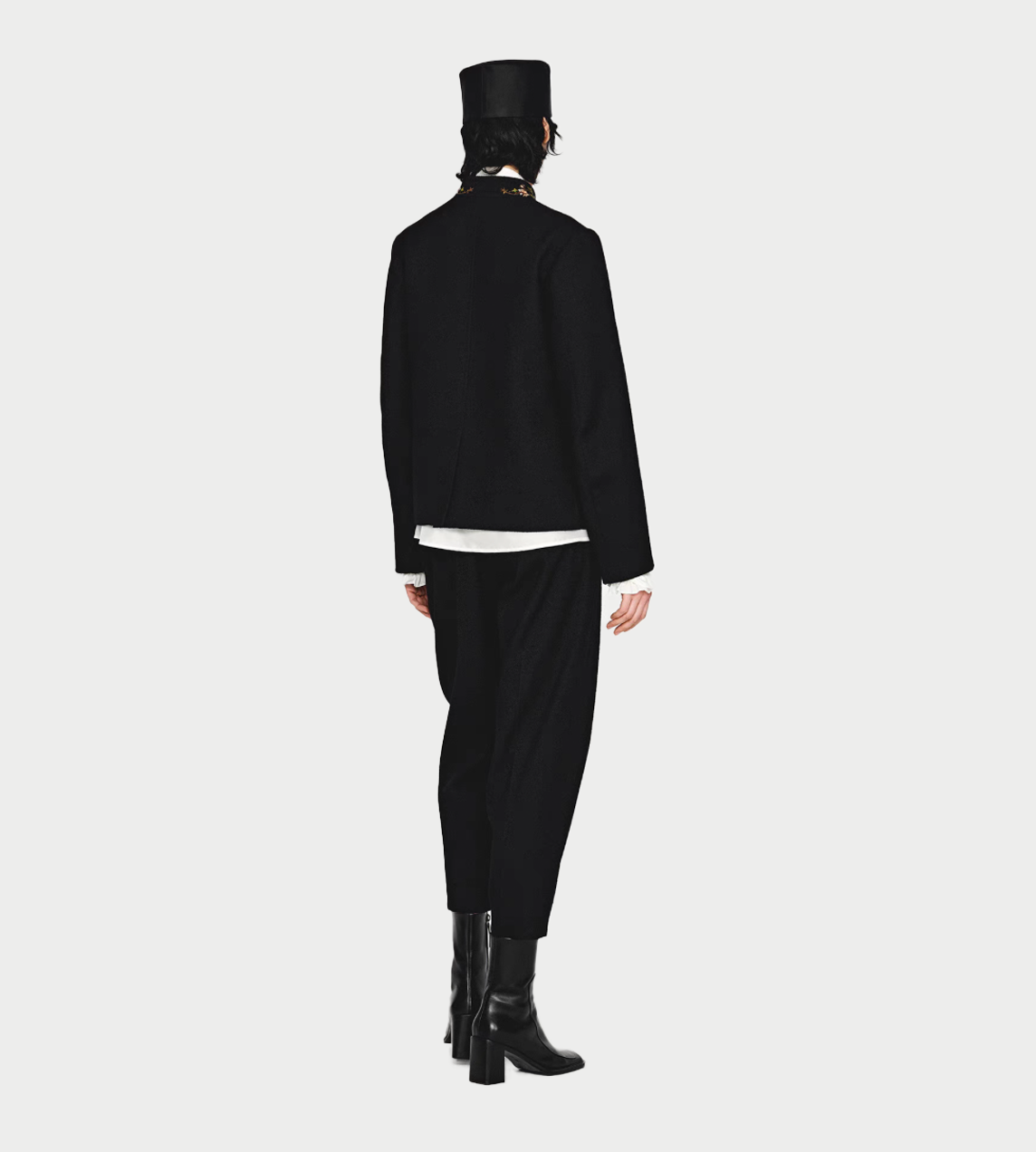 Textured Wool Skinny Pants Blk