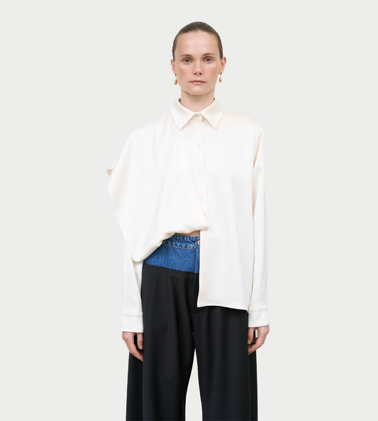 Litkovska - Layered Blouse With Scarf Detail Ivory