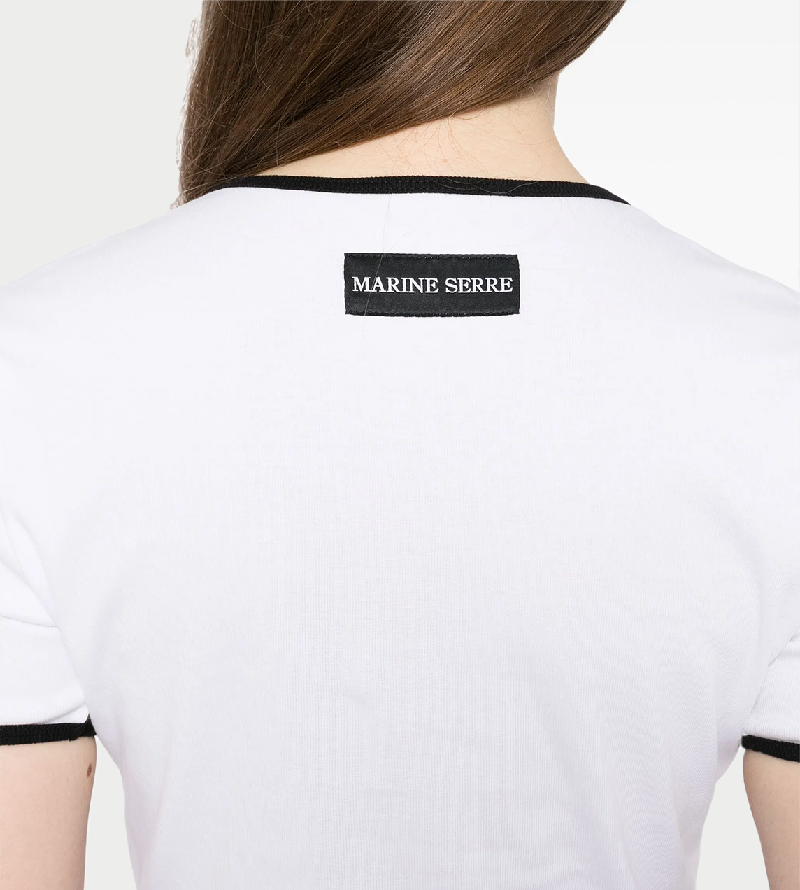 MARINE SERRE - Moon Logo Contrast Cropped Top White