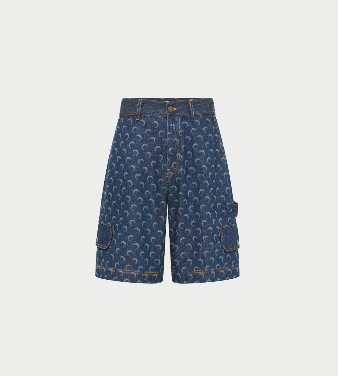 MARINE SERRE - Denim Bermuda With Pockets Blue