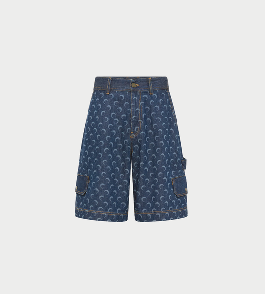 MARINE SERRE - Denim Bermuda With Pockets Blue