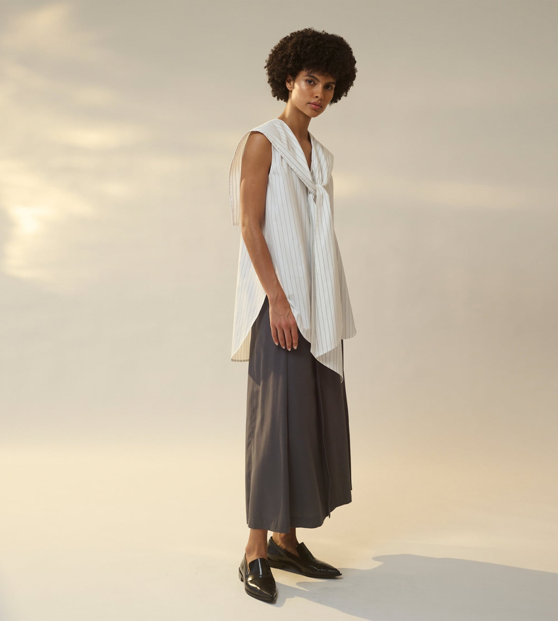 Sailor Collar Ribbon Shirt White