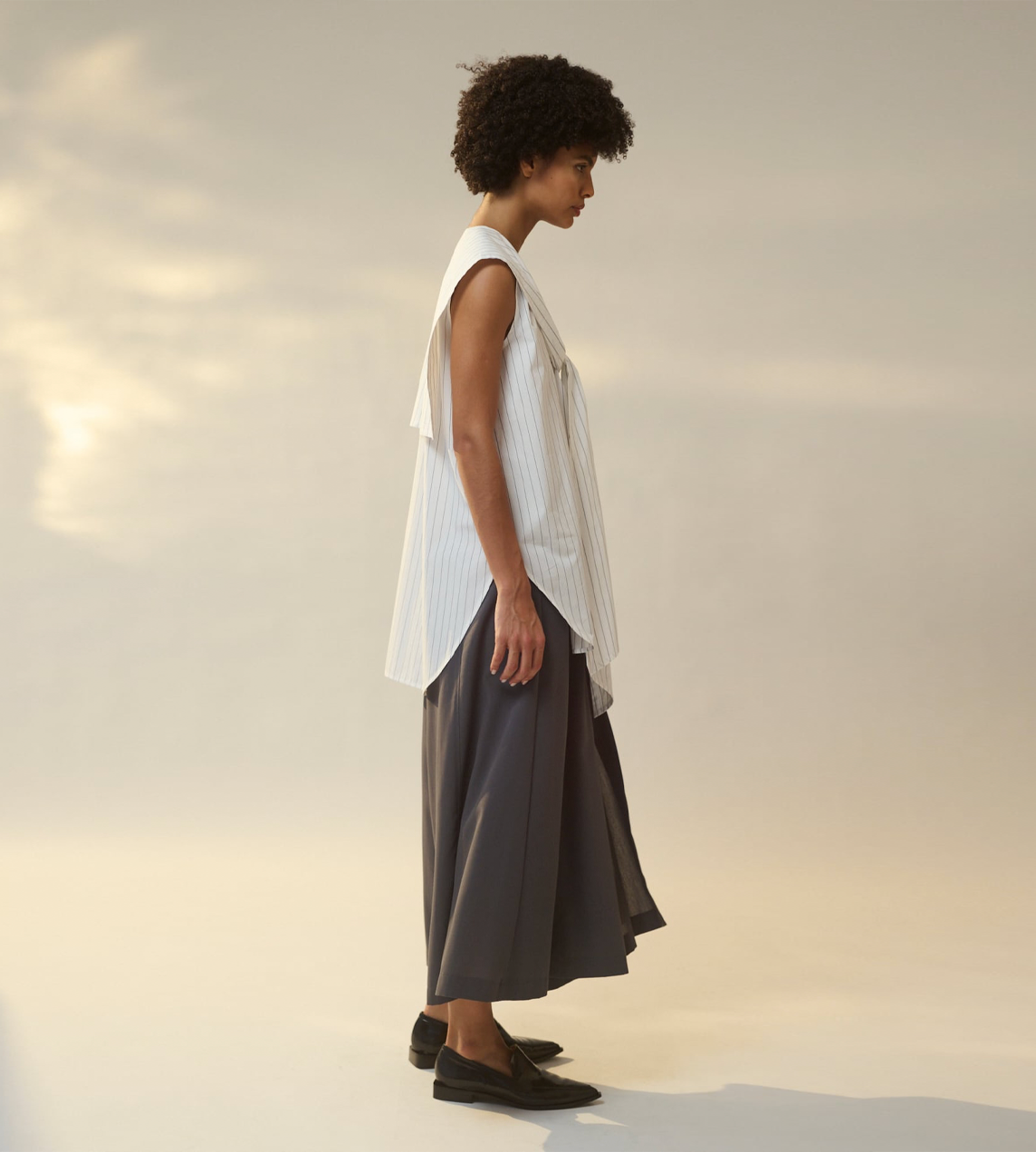 Sailor Collar Ribbon Shirt White