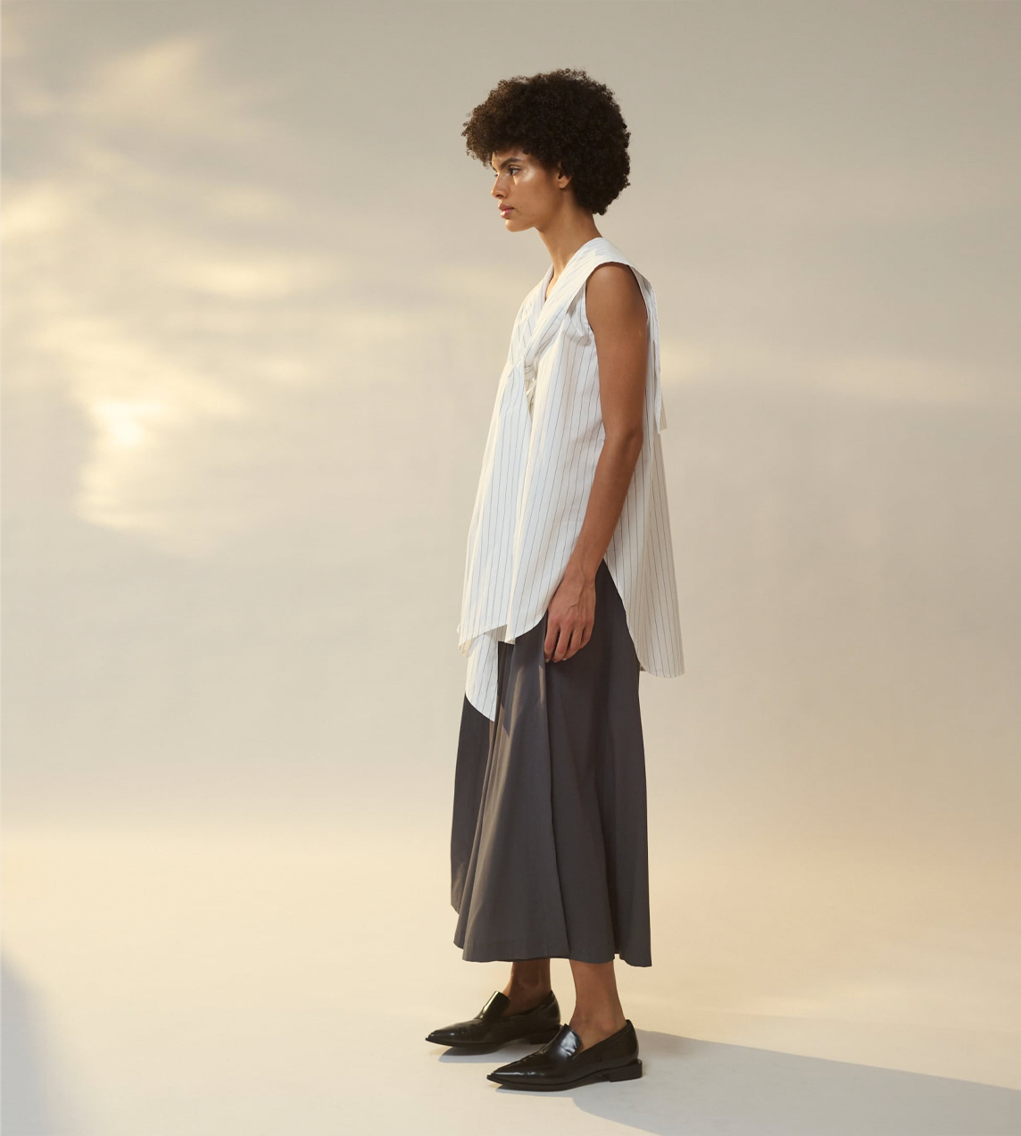 Sailor Collar Ribbon Shirt White