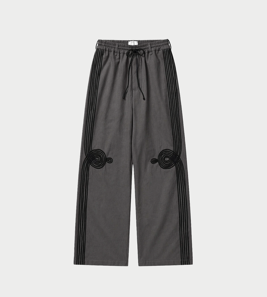 SONG FOR THE MUTE - “APPLIQUÉ” Relaxed Lounge Pants Washed Blk