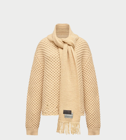 MM6 MAISON MARGIELA - Chunky Sweater W/ Scarf Caramel