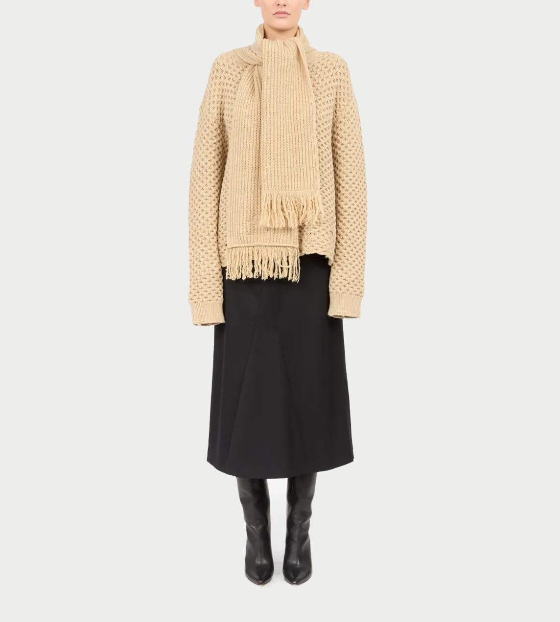 MM6 MAISON MARGIELA - Chunky Sweater W/ Scarf Caramel