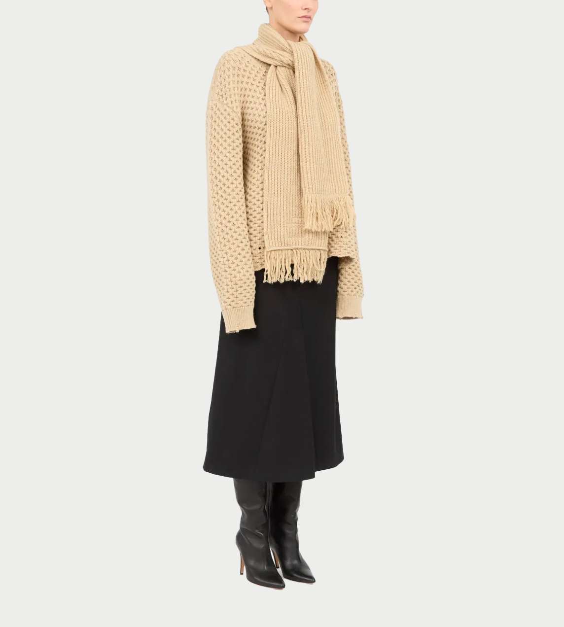 MM6 MAISON MARGIELA - Chunky Sweater W/ Scarf Caramel