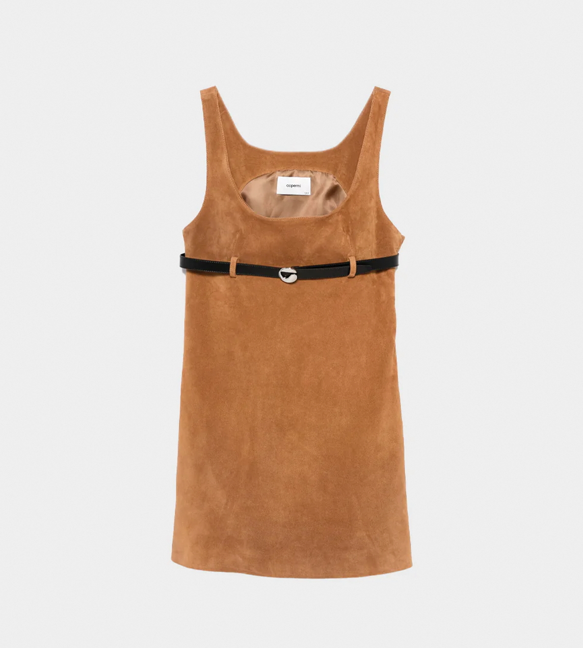 Belted Suede Mini Dress Brown