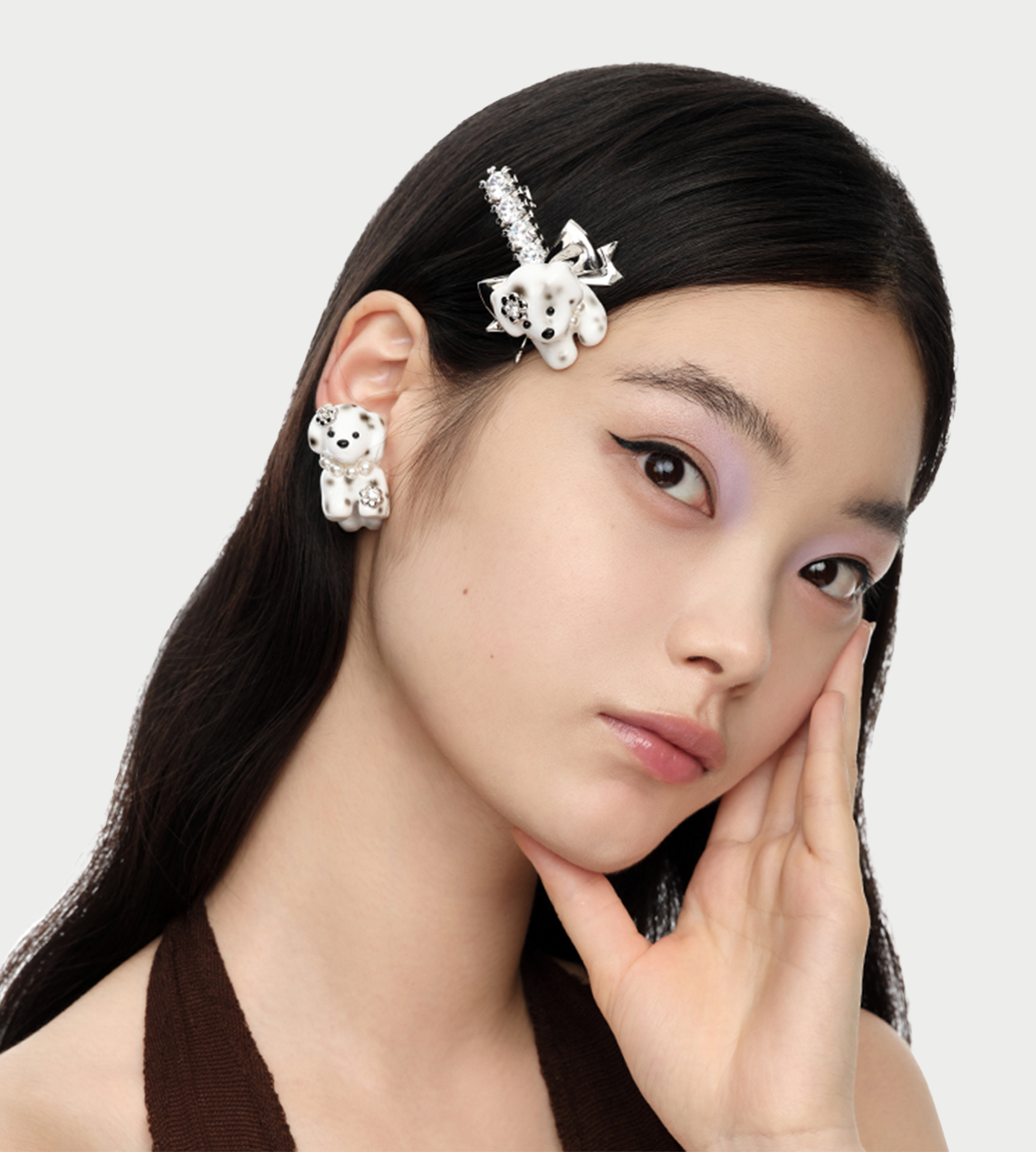 Puppy Bowknot Hair Pin White