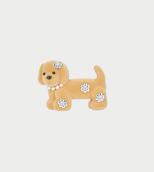 YVMIN - Flower Decorated Puppy Hair Pin Lt Brown