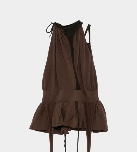 OTTOLINGER - Jersey Neck holder Balloon Dress Brown