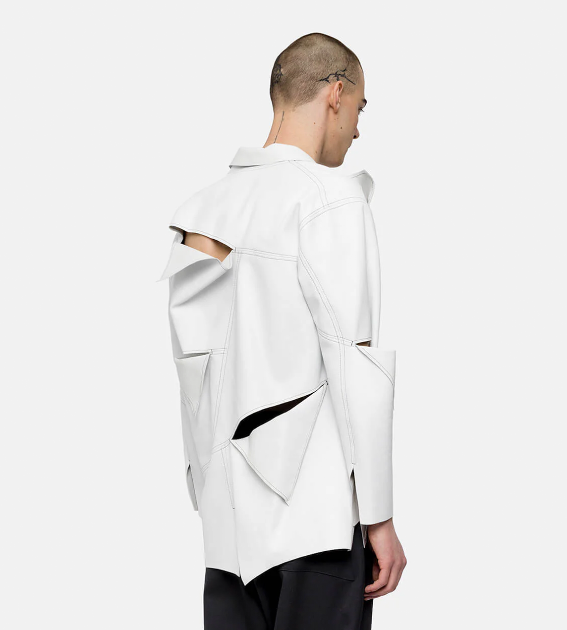Leather Switching Jacket White