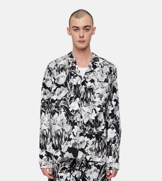 DAVI - Black White Floral Print Shirt