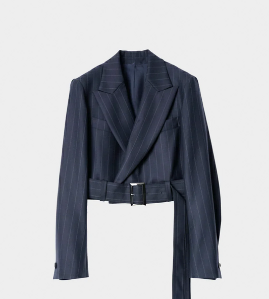UJOH - Cropped Belt Jacket Navy