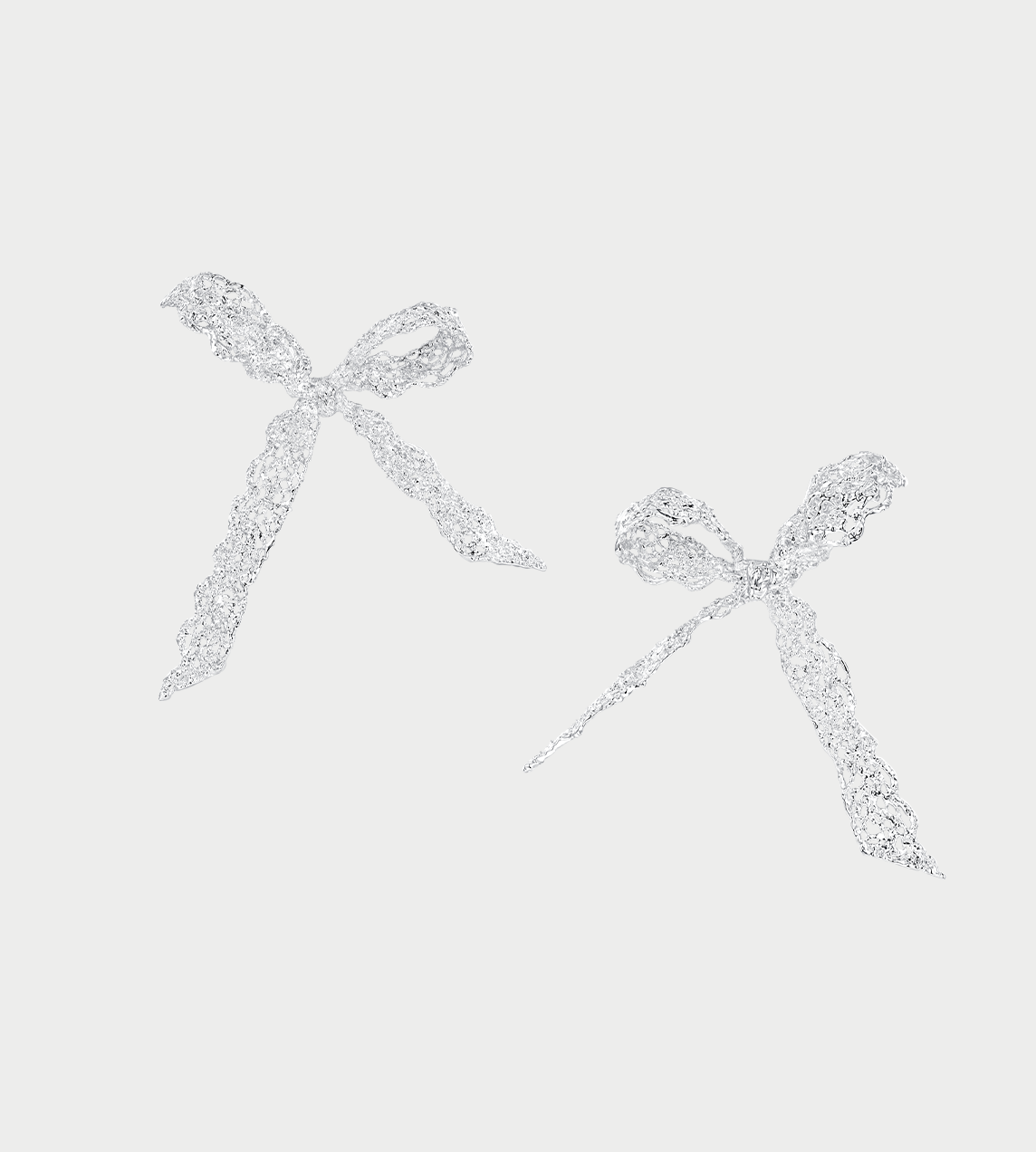 YVMIN - Lace Bowknot Earring Silver (Pair)