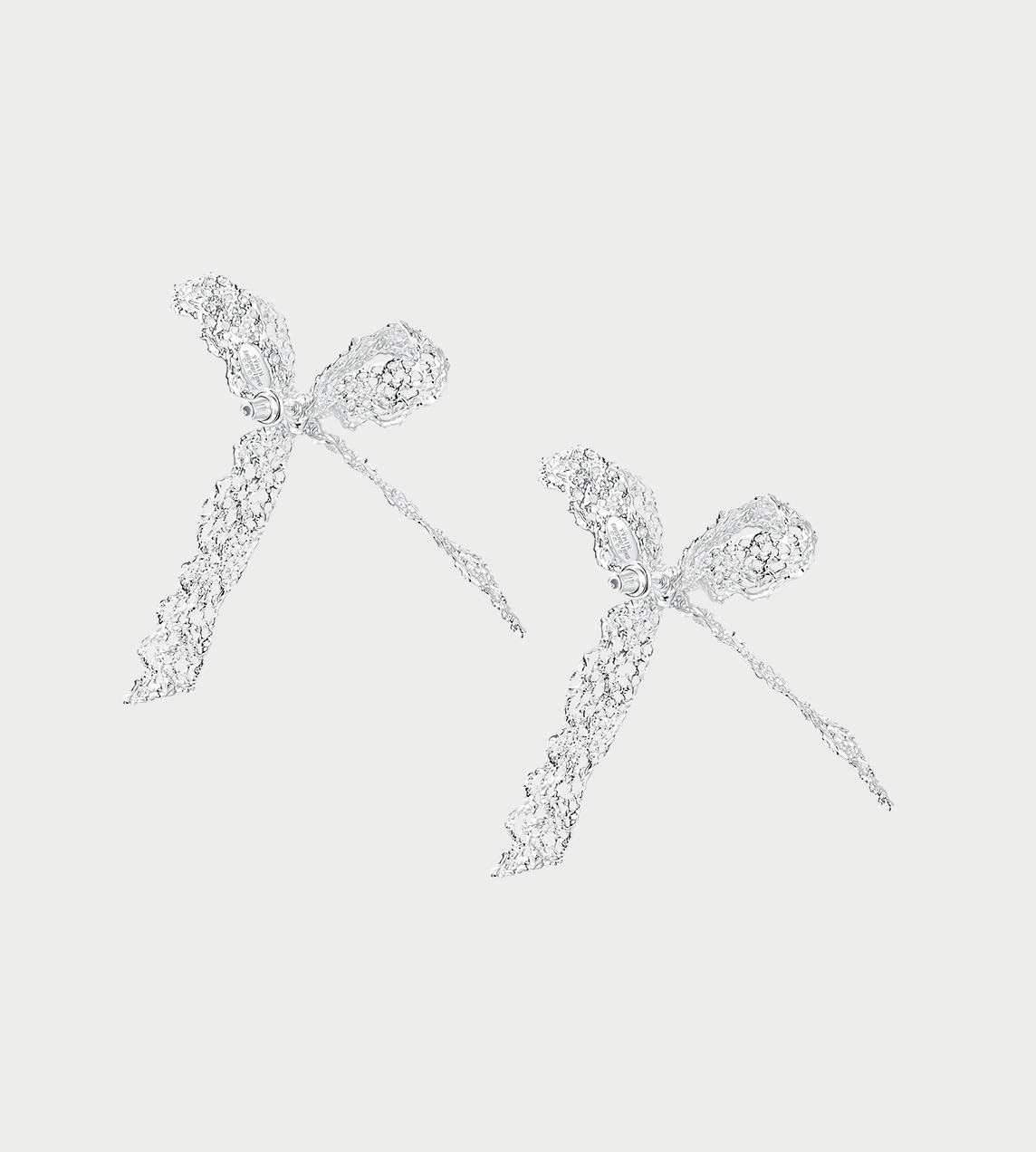 Lace Bowknot Earring Silver (Pair)