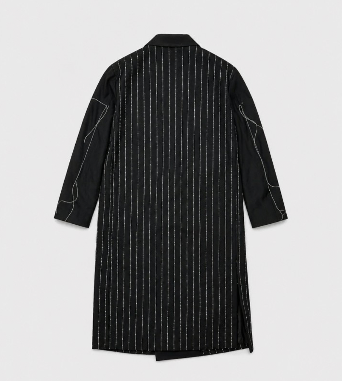 SULVAM - Wide Striped Stitch Long Coat Blk