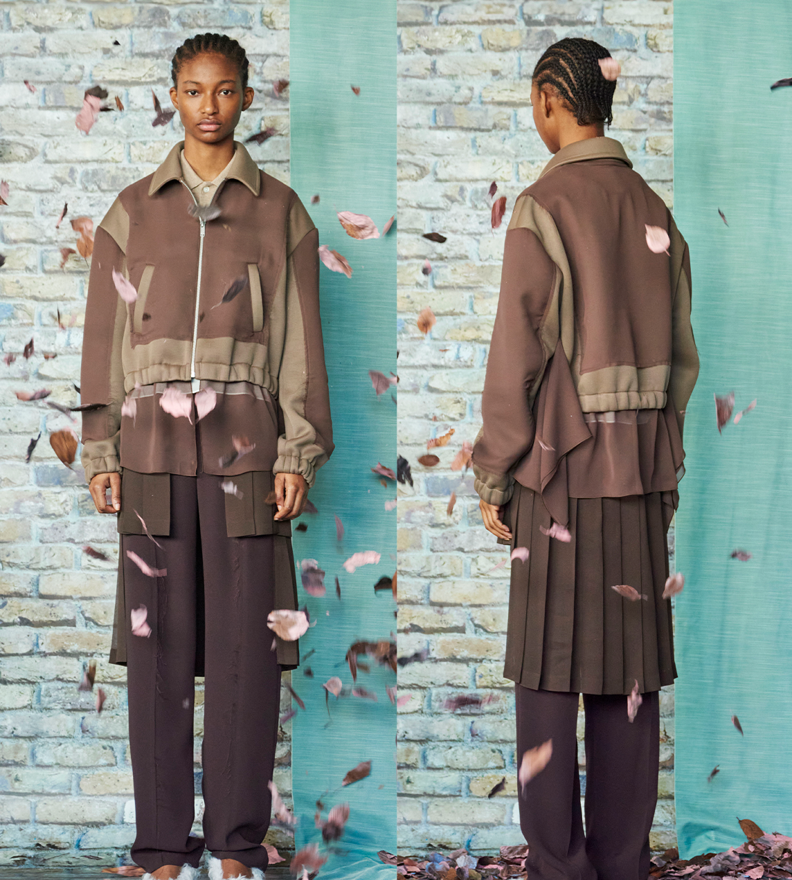 UNDERCOVER - Georgette Panel Jacket Grey Brown