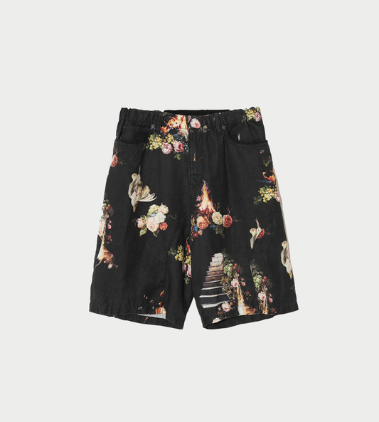 UNDERCOVER - All-over Flower Print Shorts Blk