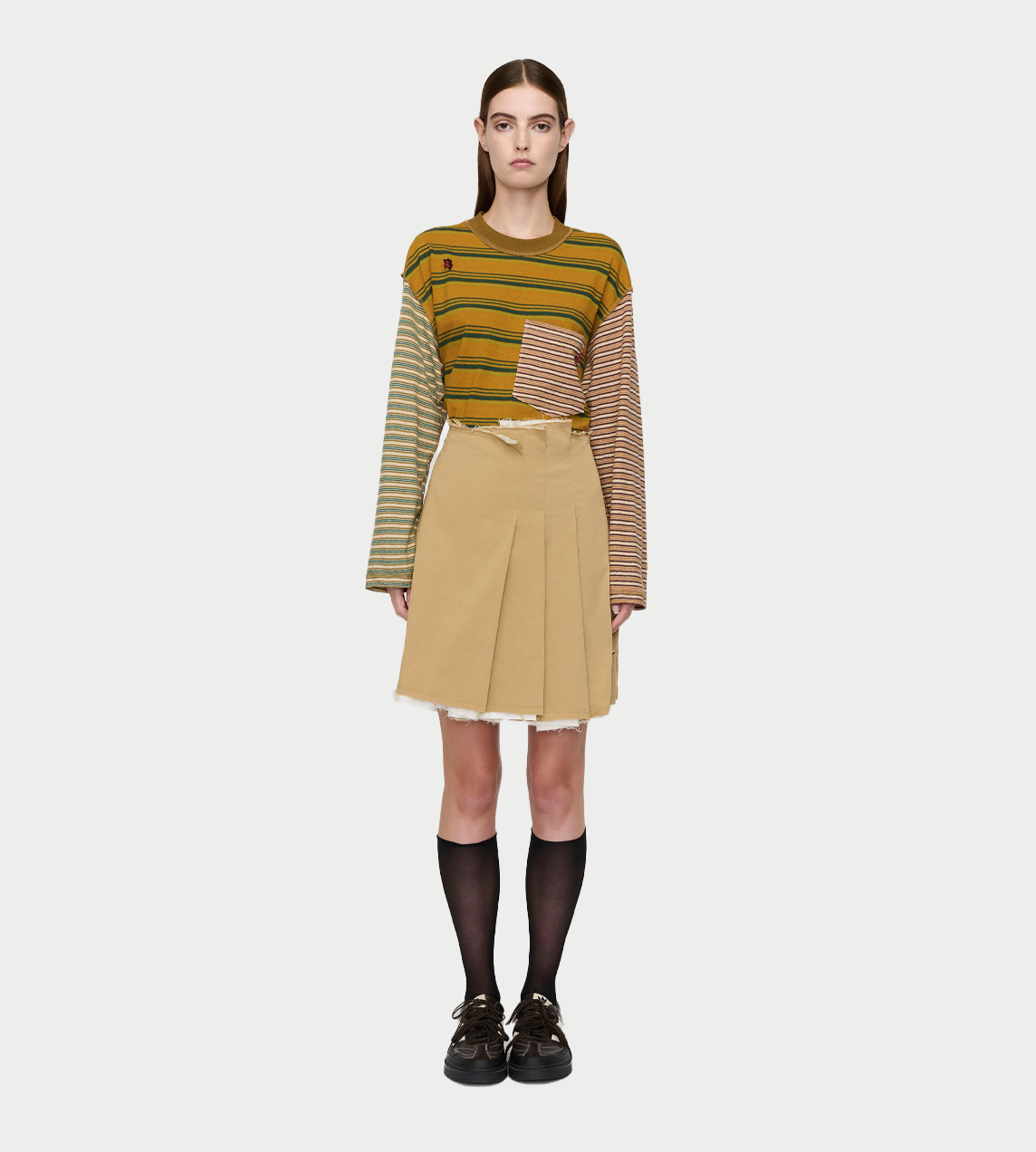SONG FOR THE MUTE - Pleated Mini Skirt Beige