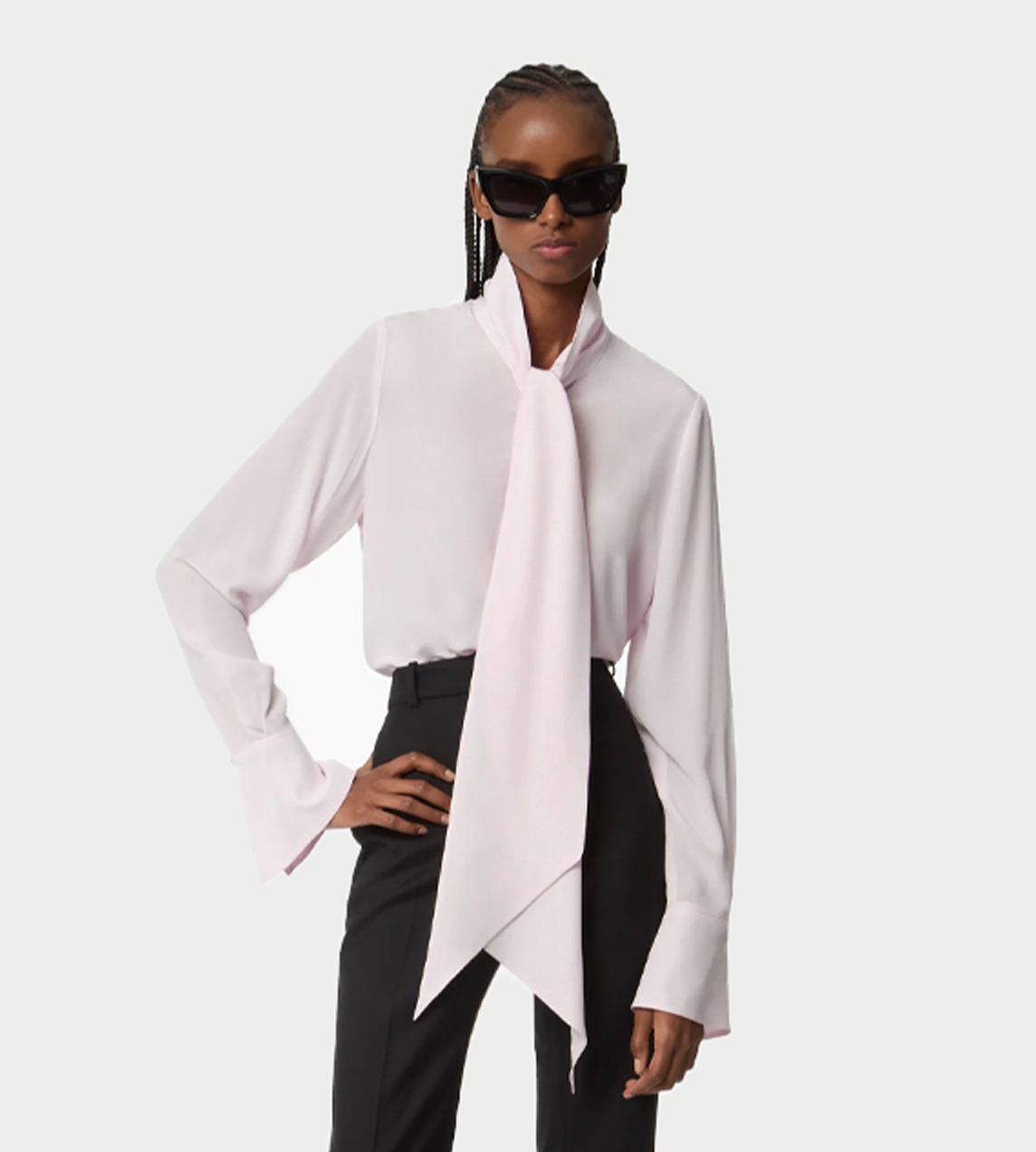 NINA RICCI - Lavalliere Silk Shirt Pink