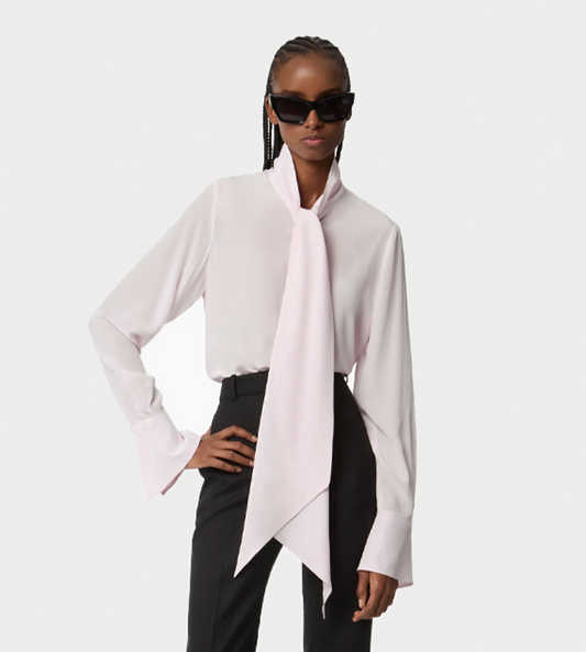 NINA RICCI - Lavalliere Silk Shirt Pink