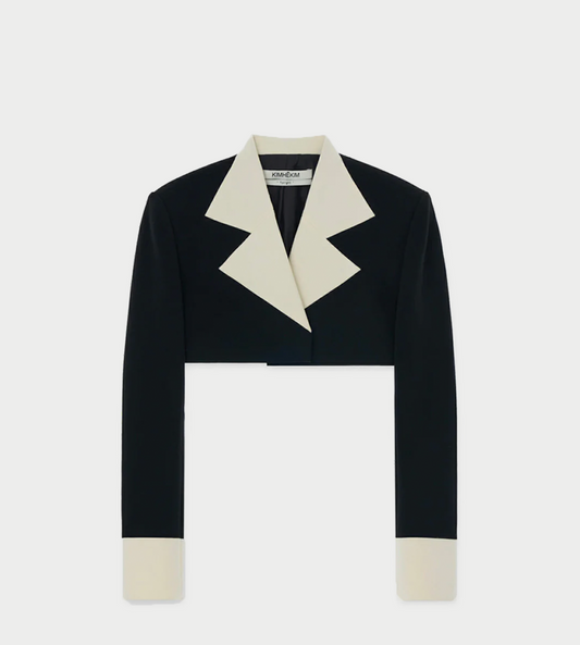 KIMHEKIM - Bicolor Cropped Jacket Black/White