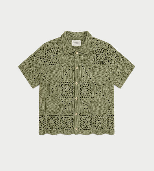 Carbone - Solid Crochet Shirt Green